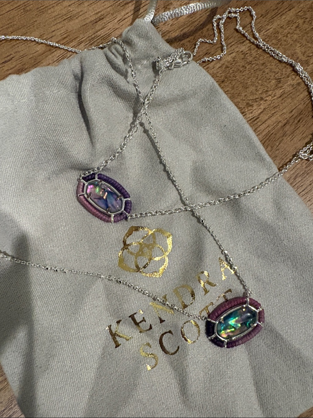 Kendra Scott Iridescent Stone Necklace with Purple Accents